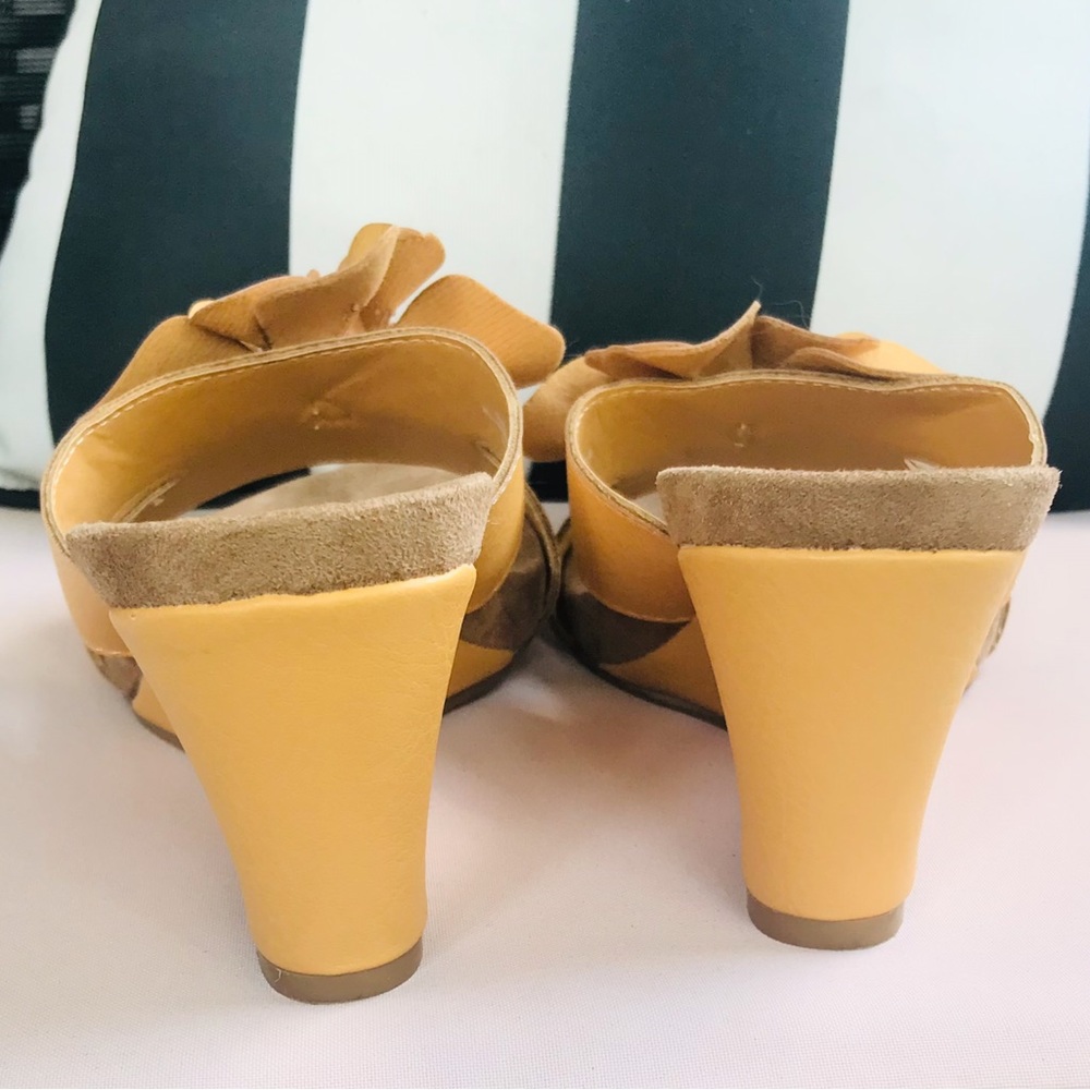 Nicole Mustard Floral Leather Wedge Sandals - Picture 5 of 11